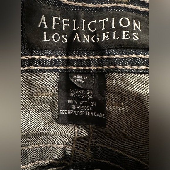 EXCELLENT USED CONDITION AFFLICTION LA COOPER SLIGHTLY DISCRESSED JEANS - Picture 2 of 4
